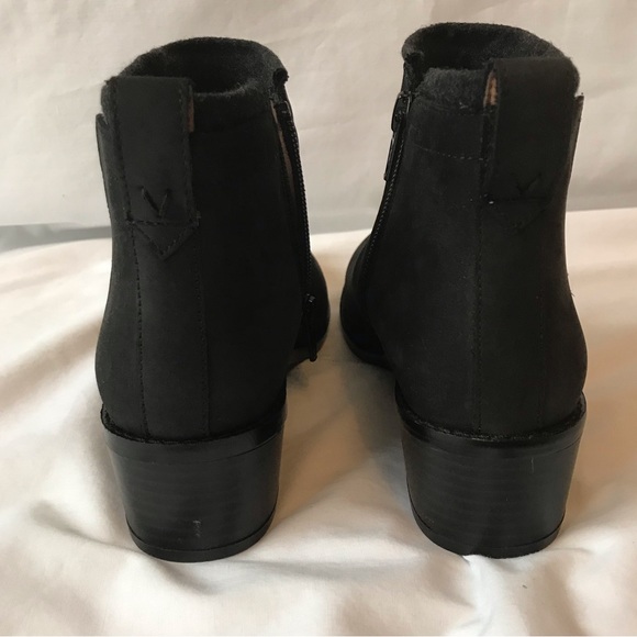 Vionic Joslyn Ankle Boot 5 Suede Leather Side Zip Short Stacked Low Heel Black - Picture 4 of 12